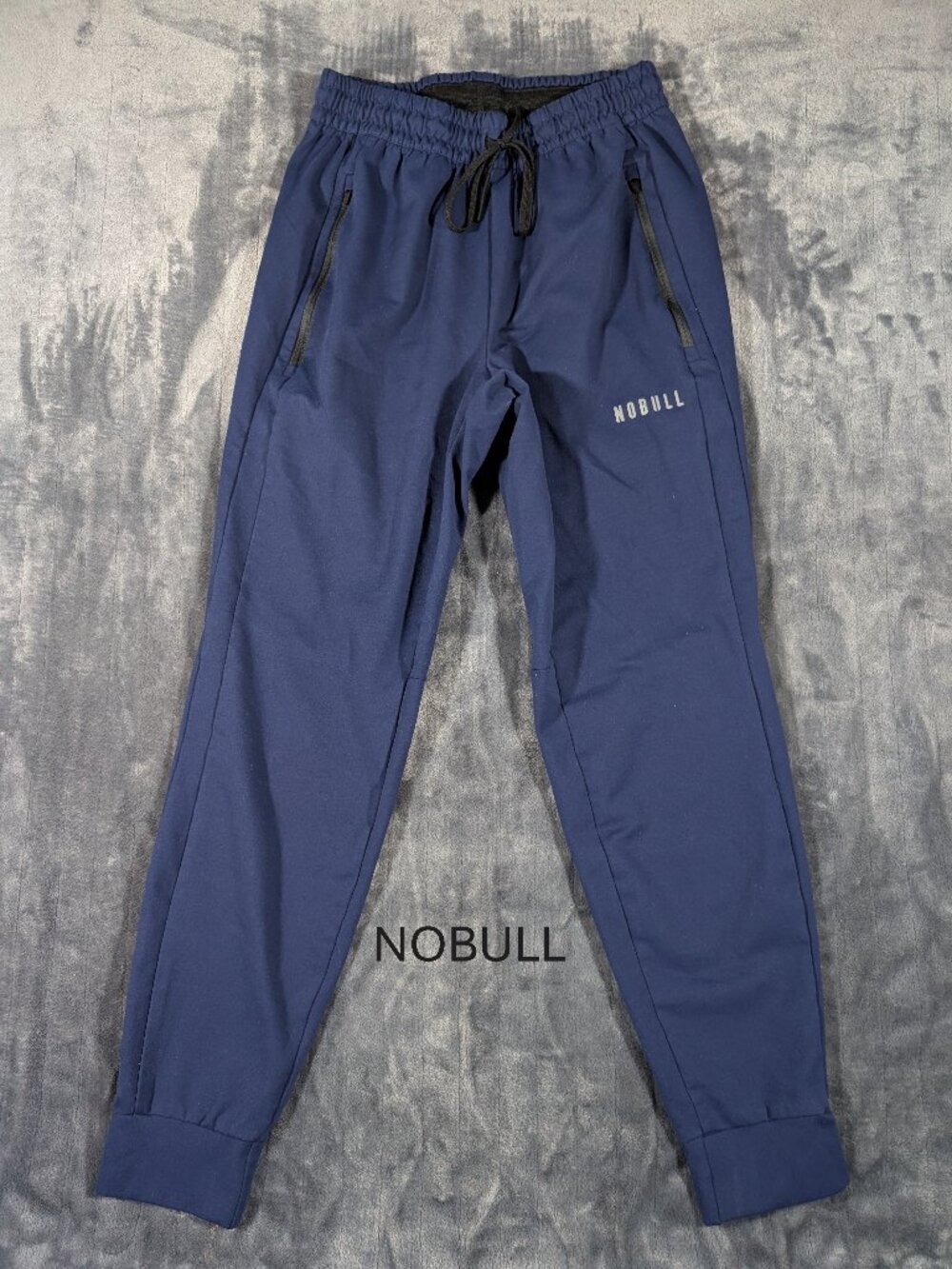 NOBULL Jogger Pants Mens Medium Performance Workout Gym Navy Stretch Zip Pockets